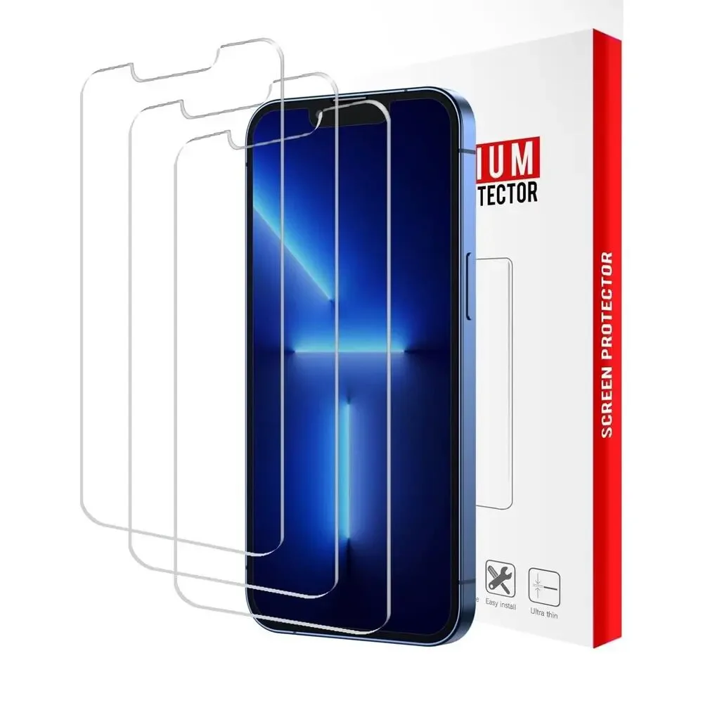 x3 Apple iPhone (13/13 Pro) Glass Screen Protector Ultra Thin Tempered NWT